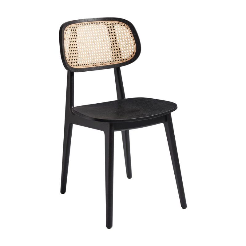 Relish Side Chair Satin Black Natural Rattan Back ZA.6630C 1
